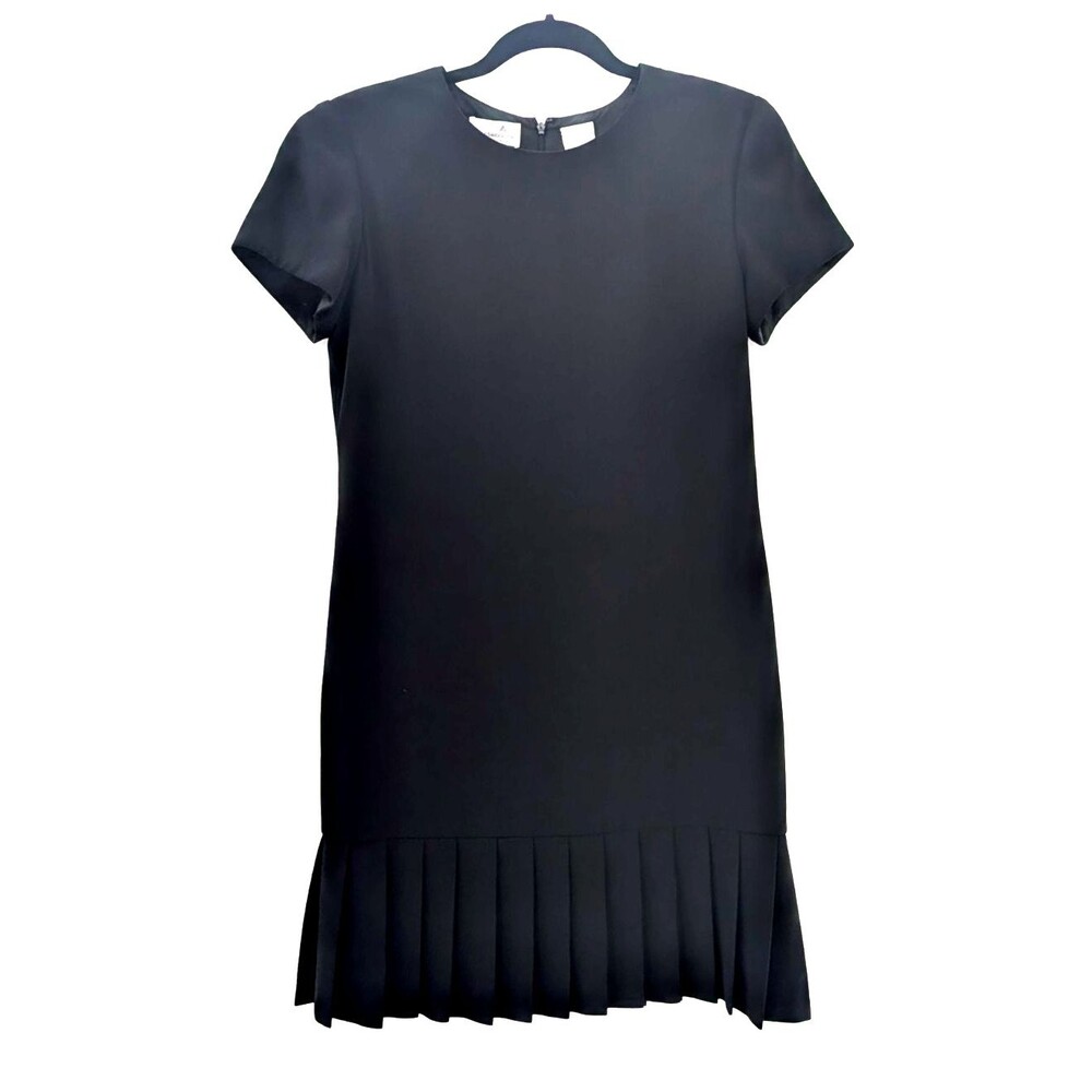 Liz Claiborne Dresses Black Sheath Pleated Short Sleeve Knee Length 90s Size 10